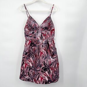 Laundry by Shelli Segal Jacquard Fit & Flare Dress Size 4 Red‎ Metallic NWT